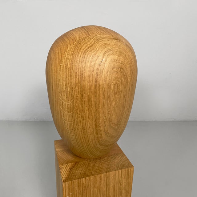 Italian Postmodern Stylized Head Sculpture in Wood, 1990s For Sale - Image 4 of 9