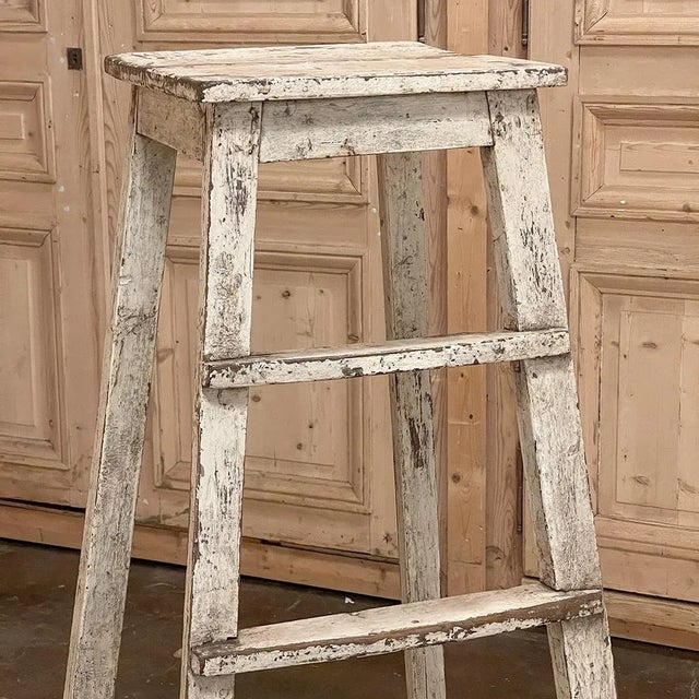 Off-white Antique Swedish Rustic Painted Sculptor's Pedestal For Sale - Image 8 of 13