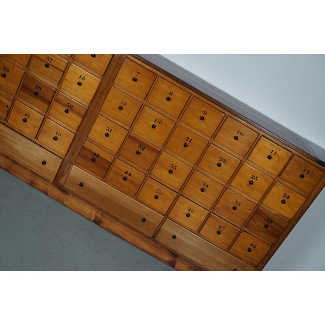 Large Mid-20th Century Dutch Industrial Beech Apothecary Cabinet For Sale - Image 4 of 18