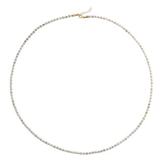 Lustra Tiny Pearl Labradorite Necklace 14k Gold For Sale