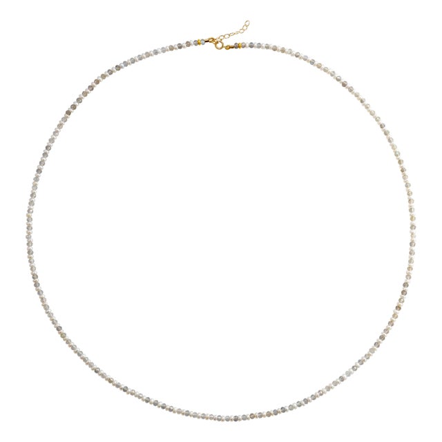 Lustra Tiny Pearl Labradorite Necklace 14k Gold For Sale