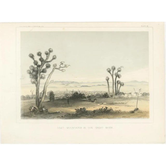 This lithograph, titled "Lost Mountains in the Great Basin," captures the quiet desolation and stark beauty of the Great...