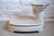 Beautiful vintage bathroom scale, newly painted and covered in red leather, by the Danish company Ginge. A robust and...