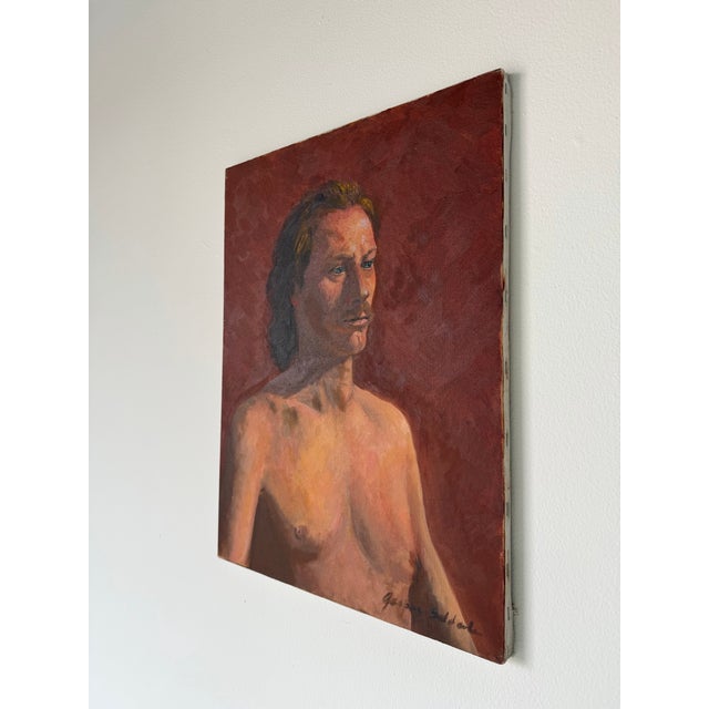 1970s Vintage Figurative Male Portrait Oil on Canvas Painting – Signed For Sale In Miami - Image 6 of 12