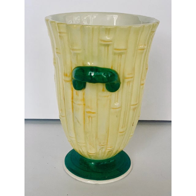 Hollywood Regency Vintage Mid-Century Hand Painted Italian Faux Bamboo Vase/Cachepot For Sale - Image 3 of 13
