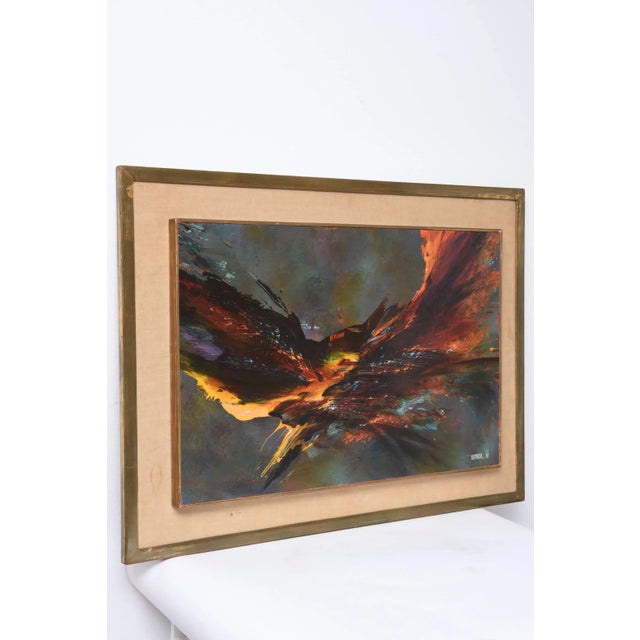 Intense acrylic on masonite painting Titled Bird Fury by Leonardo Nierman signed and dated in the lower right Nierman 66....