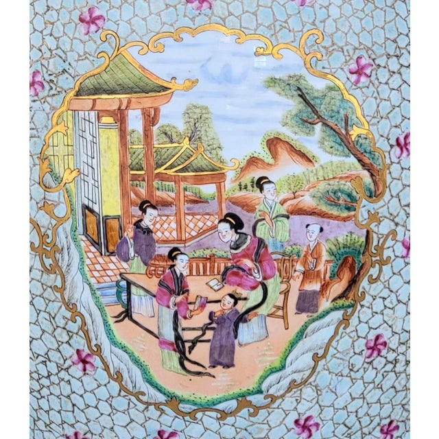 This is lovely Chinese Export Famille Rose style garden seat or side table. It depicts family pastoral scenes and has...