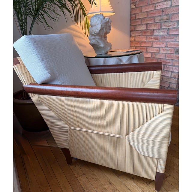 Donghia Donghia Lounge Chair in Rattan and Mahogany For Sale - Image 4 of 16