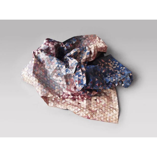 Blue-Violet Dyed Wooden Textile by Elisa Strozyk For Sale - Image 4 of 5