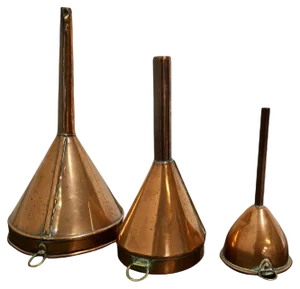 19th Century Copper Ale and Wine Funnel, 1880s, Set of 3