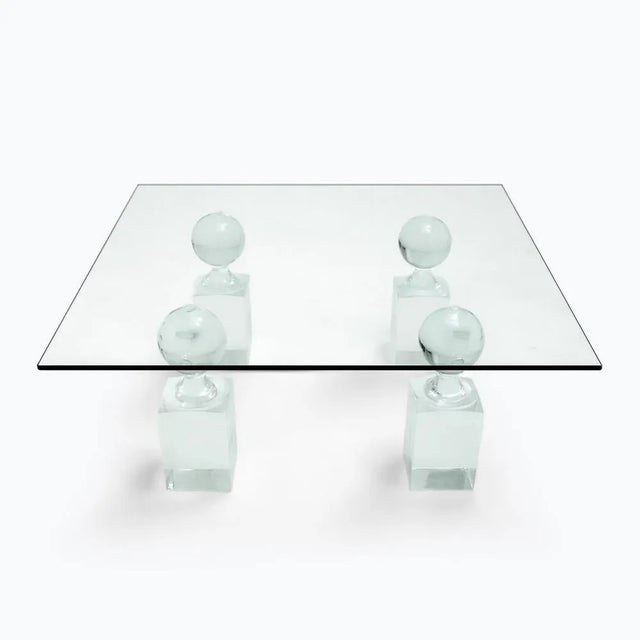 Glass Vintage American Acrylic Glass and Glass 4-Pillar Coffee Table, 1970s For Sale - Image 7 of 7