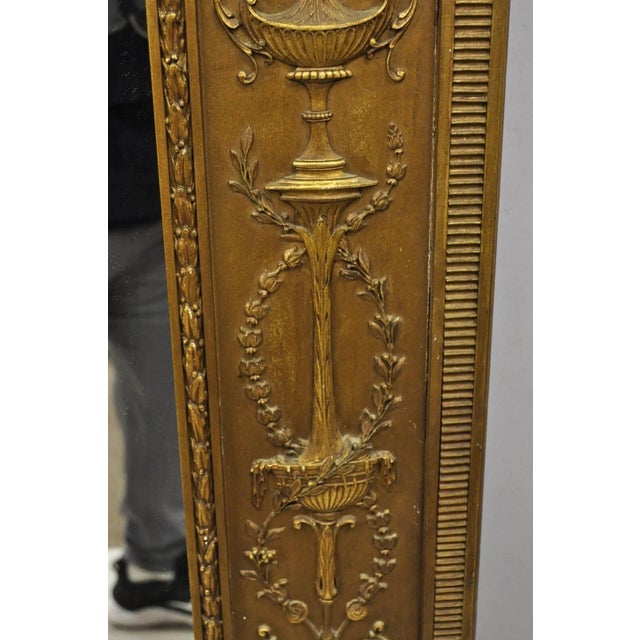 Antique French Neoclassical Gold Figural Gesso Large Trumeau Floor Mirror For Sale In Philadelphia - Image 6 of 12