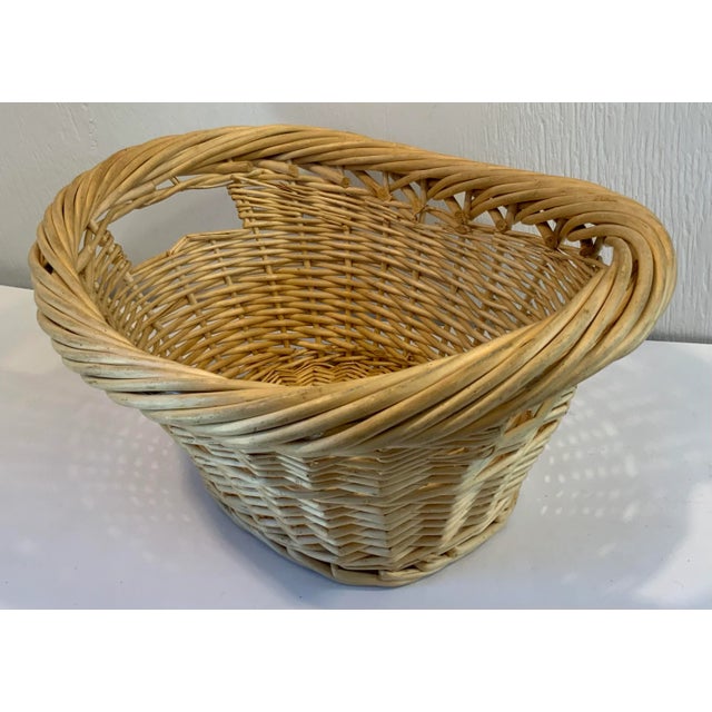 Boho Chic Vintage Wicker Oval Shaped Basket For Sale - Image 3 of 9