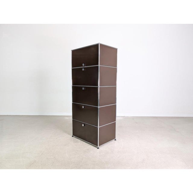 Metal Vintage Brown Filing Cabinet from USM Haller For Sale - Image 7 of 11