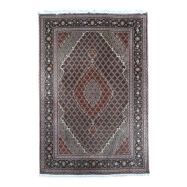 Fine Persian Tabriz Mahi Fish Wool & Silk Rug 6’8” X 9’8” For Sale