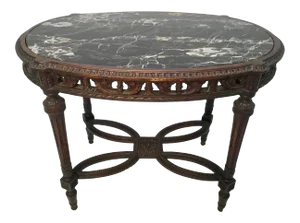 19th Century Louis XVI Style Carved Marble Top Side Table