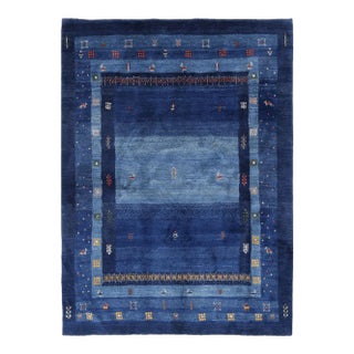 Pasargad DC Navy Blue Fine Hand Knotted Gabbeh Rug For Sale