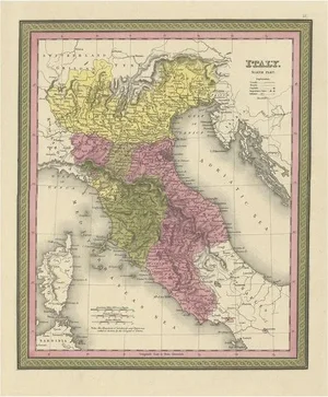 Antique Map of Northern Italy, 1846