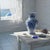 Handmade Ceramic Faceted Vase (30cm) Hexagonal Blue and White Cypress & Tulip Pattern For Sale - Image 6 of 8