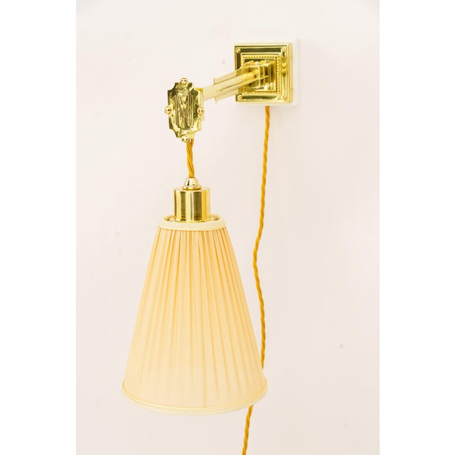 Art Deco Adjustable Wall Lamps with Fabric Shades, Vienna, 1920s, Set of 2 For Sale - Image 13 of 18