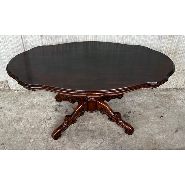 20th Century Spanish Mariano Garcia Carved Pedestal Coffee Table For Sale - Image 9 of 18