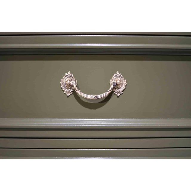 Mid 20th Century Mid Century French-Inspired Sideboard With Louis XV Brass Hardware by Dixie - Newly Painted For Sale - Image 5 of 16