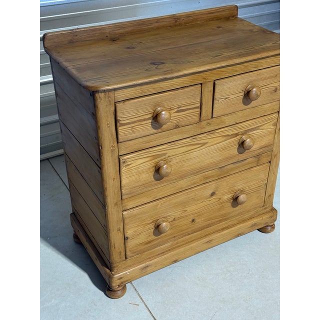 Wood Antique Pine Two Over Two Drawers - Chest of Drawers With Lip From England For Sale - Image 7 of 18