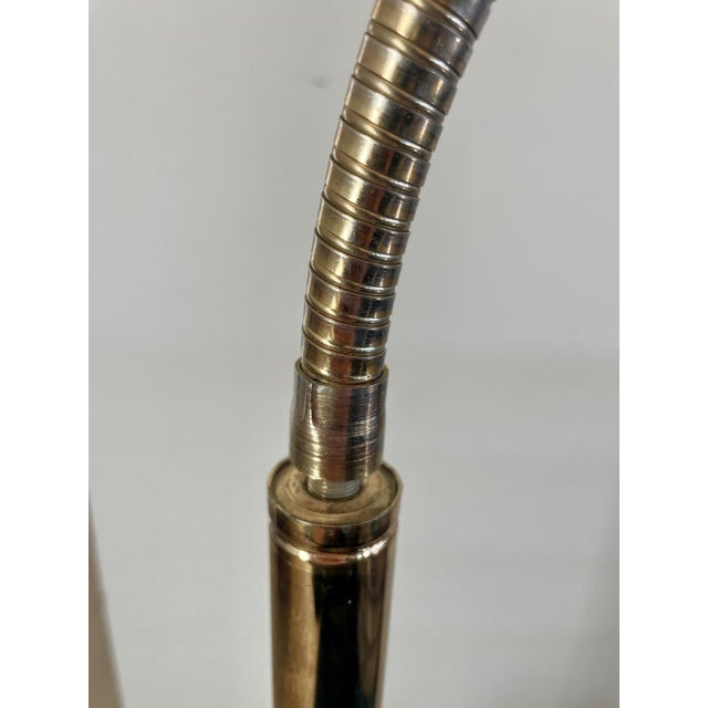 1970s MCM Alsy Style Clamshell Scalloped Gooseneck Pharmacy Floor Lamp For Sale In Denver - Image 6 of 15