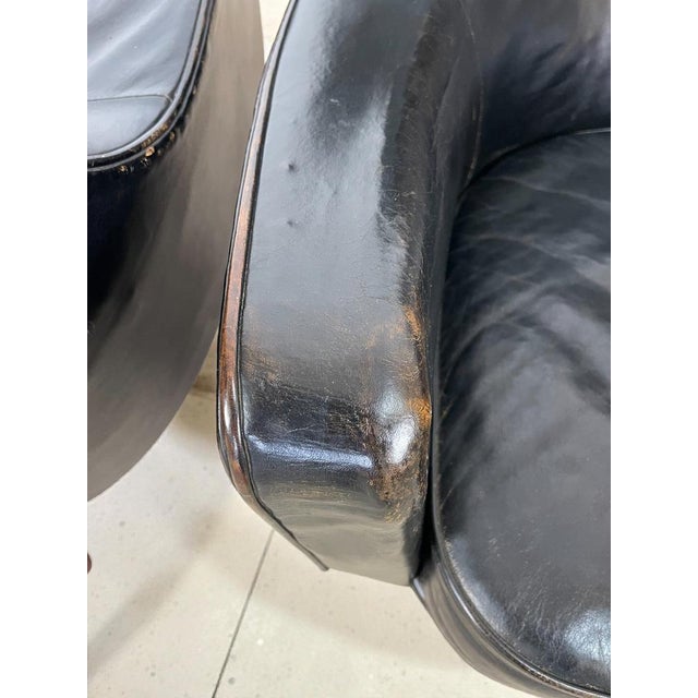 Black Leather Lounge Chairs attributed to Ib Kofod-Larsen, Denmark, 1960s, Set of 2 For Sale - Image 10 of 17