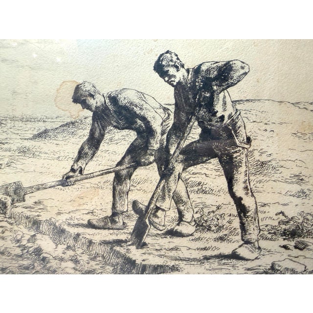 Up for sale is an original antique etching by artist Jean-François Millet, created in 1855-1856. The print depicts "The...