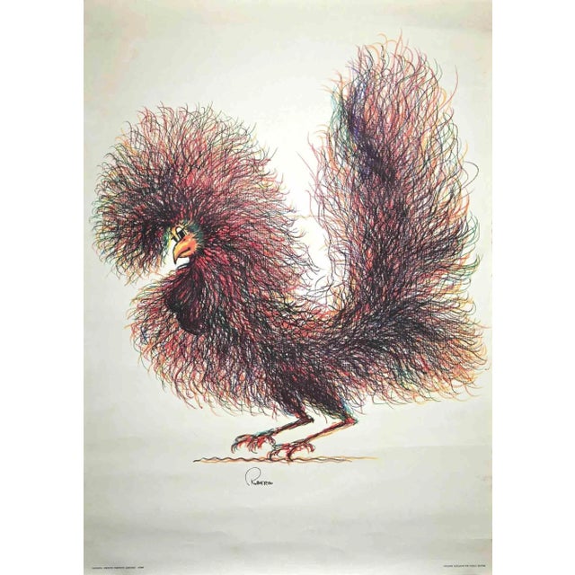 Bird is an original lithograph realized by an unknown artist in the Late 20th Century. Good conditions. With some minor...