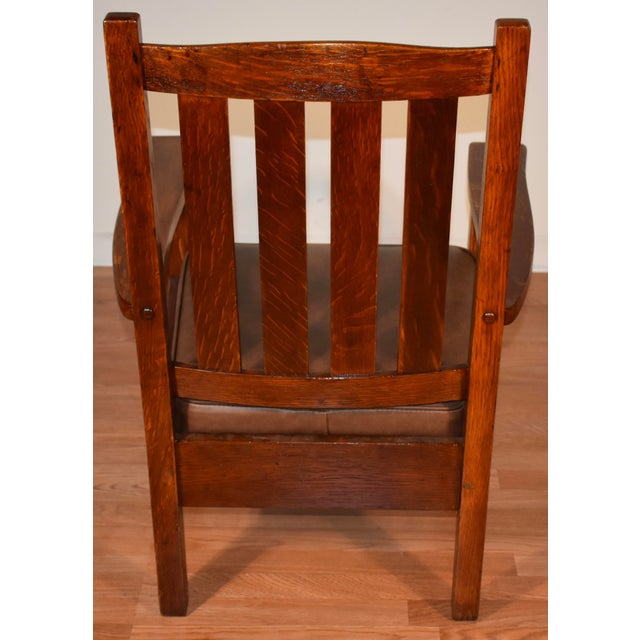 1900 Antique Solid Tiger Oak & Leather Stickley Bros Co Grand Rapids