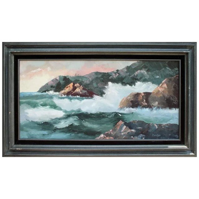 1970s 1970s Big Sur Coastline Landscape Oil Painting, Framed For Sale - Image 5 of 5