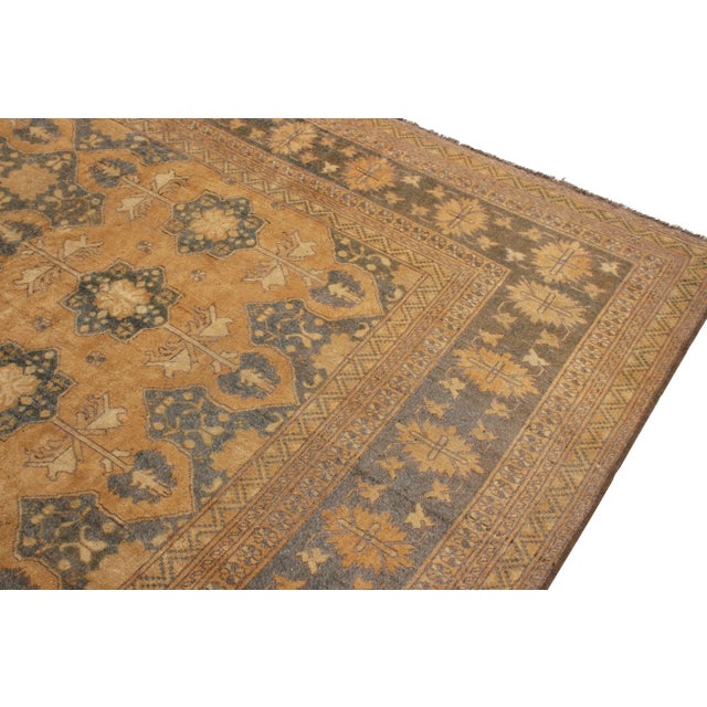 Hand-Knotted Vintage Ottoman Style Rug in Beige-Brown, Blue All Over Pattern For Sale - Image 4 of 6