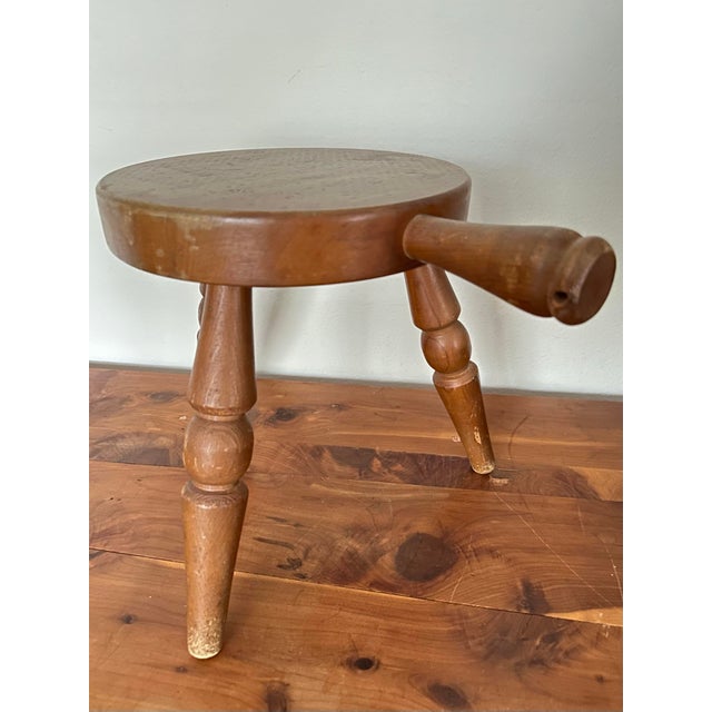 Wood Vintage Mid 20th Century Wood Tri-Leg Milking Stool For Sale - Image 7 of 10