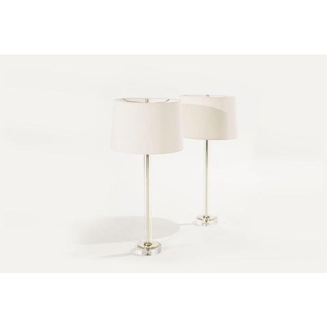 Mid-Century Modern Glass and Brass Table Lamps, C. 1960s For Sale - Image 3 of 12