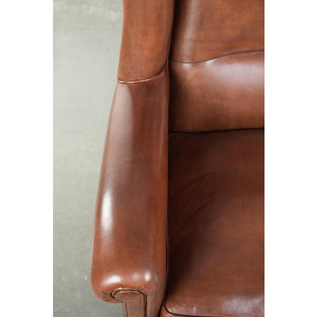 Animal Skin Large Wing Chair in Sheepskin Leather For Sale - Image 7 of 15