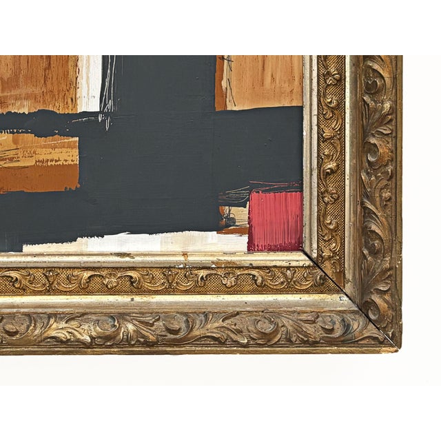 “Romantic” Black Abstract Art in Antique Frame, Transitional Living Room Art by JTS For Sale - Image 4 of 12