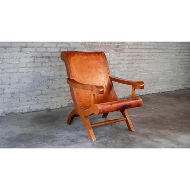 Brown Mexican Modernist Clara Porset Style, 'Butaque' Chair', C. 1990s For Sale - Image 8 of 17