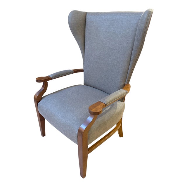 1990s Wingback Biedermeier-Style Lounge Chair For Sale