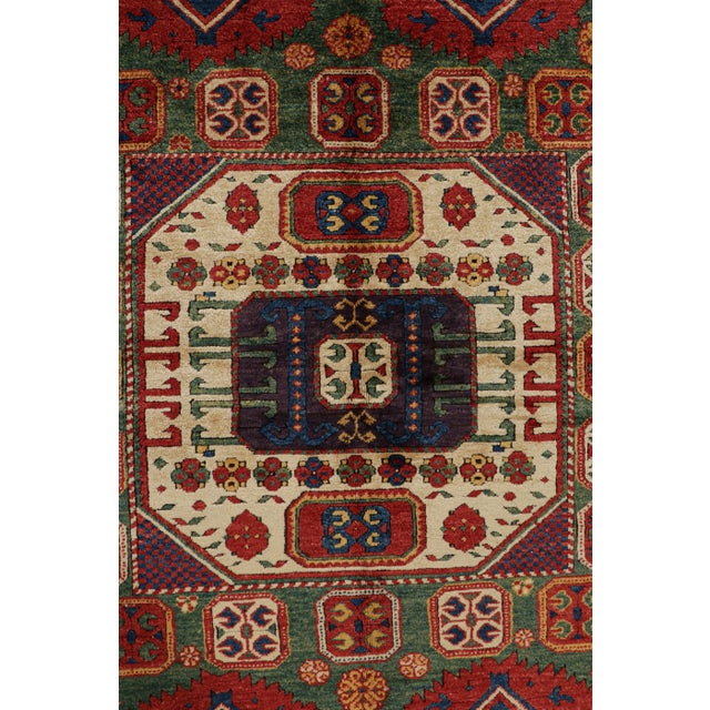 Traditional Vintage Tribal Runner in Green With Colorful Medallions | Rug & Kilim For Sale - Image 3 of 8