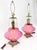 Hollywood Regency Pair of Large Cranberry Glass Crystal Decorated Table Lamps MINT! For Sale - Image 3 of 15