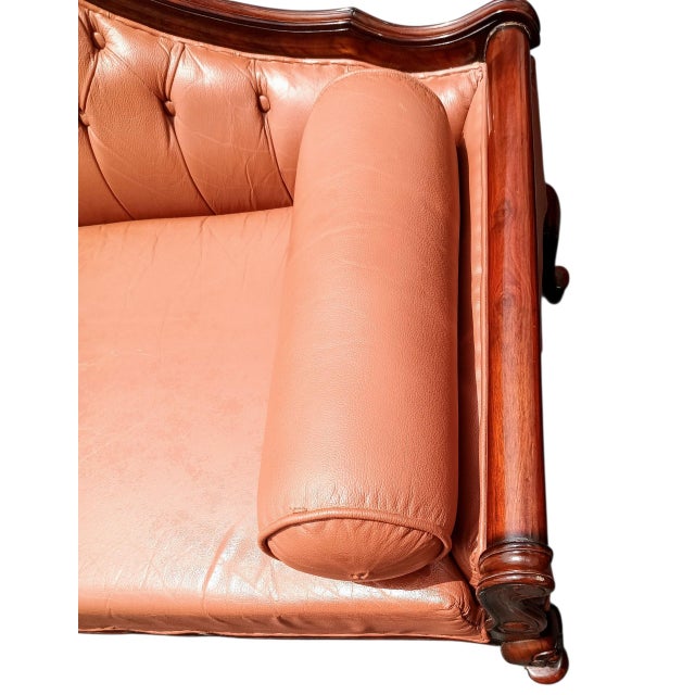 Peach Experience Royal Comfort With This Imported Premium Leather Chaise Lounge Sofa by Hayat Furniture For Sale - Image 8 of 12
