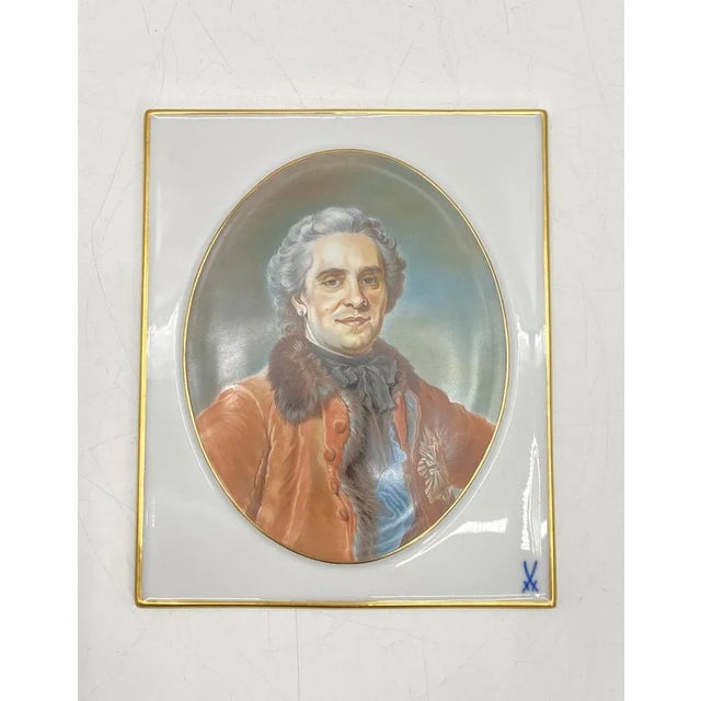 Hand Painted Porcelain Plate with a Portrait of Count Moritz of Saxony by C.M. Freyer for Meissen Porcelain, Germany, 1998 For Sale - Image 11 of 11