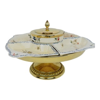 Vintage Circa 1898 Waechtersbach Pedastel Lidded Divided Serving Piece For Sale