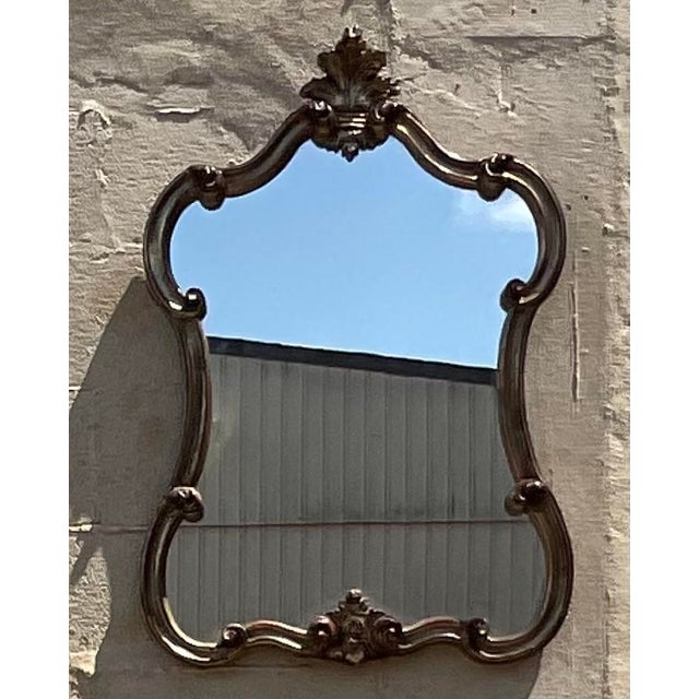 Traditional Vintage Regency Silver Leaf Mirror For Sale - Image 3 of 6