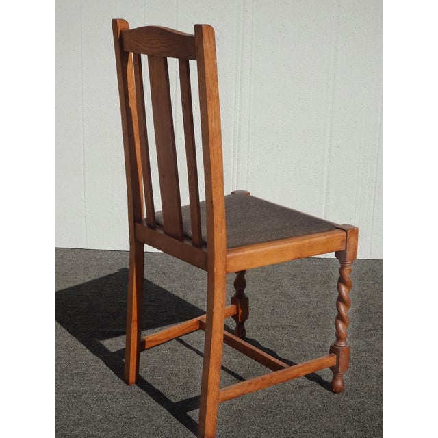 Set Four Vintage Oak Mission Style Barley Twist Oak Black Dining Room Chairs For Sale - Image 14 of 14