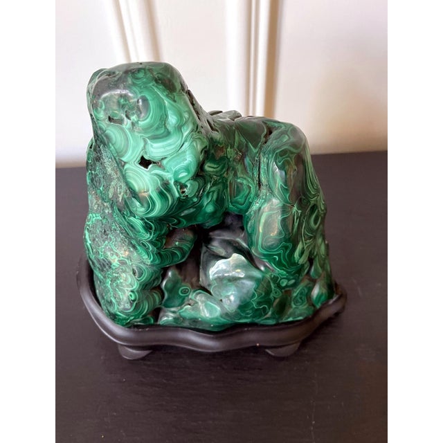 Turquoise Striking Natural Malachite Specimen on Display Stand as Scholar Stone For Sale - Image 8 of 12