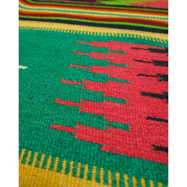 1960s Vintage Romanian Handwoven Wool Kilim Rug with Striped Geometric Pattern and Fringe, 1960s For Sale - Image 5 of 10