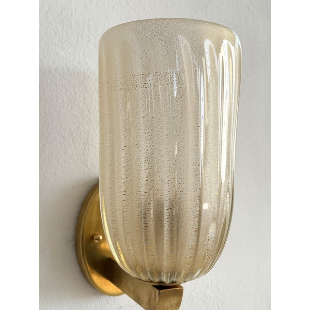 Large Italian Art Deco Style Murano Glass and Brass Wall Lights, 1990s, Set of 2 For Sale - Image 15 of 17